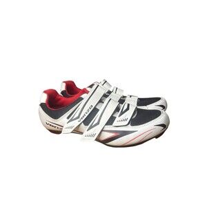 Venzo MX Cycling Shoes Mens Size 9 White Black 3 Strap SPD Cleats Road